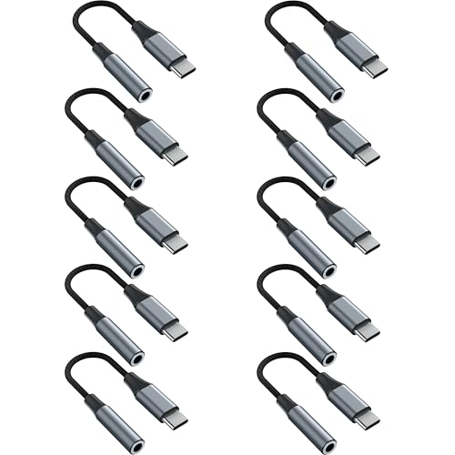 10PCS USB C to 3.5mm Female Headphone Jack Adapter - size: 4.6 IN-10PCS