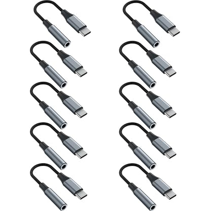 10PCS USB C to 3.5mm Female Headphone Jack Adapter - size: 4.6 IN-10PCS
