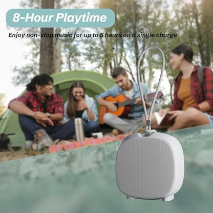 PEICHENG Speaker, Small Portable Bluetooth Wireless IPX5 Waterproof Shower Speaker,Loud Stereo Sound Deep Bass,Dual Pairing, RGB Lights,Long Playtime for Outdoor Party, Great Gift,1PC (White) - color: White