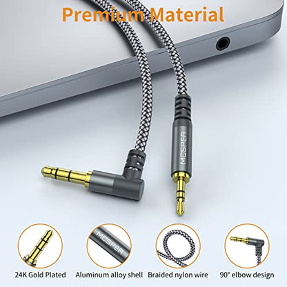 (2-PACK)3.5mm to 2.5mm Aux Audio Cable (6.6FT), 90 Degree Right Cord Compatible with Bose 700 QuietComfort QC45 QC35II QC35 QC25 Noise Cancelling Headphones, JBL E45BT E55BT E65BTNC Bluetooth Earphone - size: 2-Pack