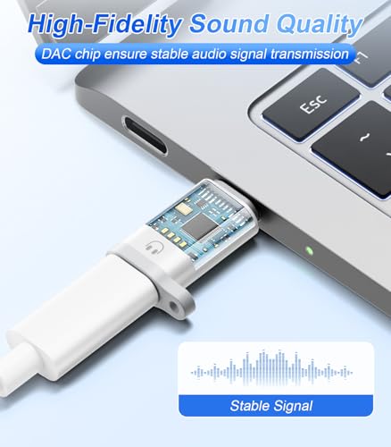 Lightning to USB C Audio Adapter for Heaphones Support Line Control, 2 Packs USBC Male to Lightning Female Earbuds Adapter, Not for Charging/Data Transfer, USB-C for Apple iPhone 17 16 15/iPad
