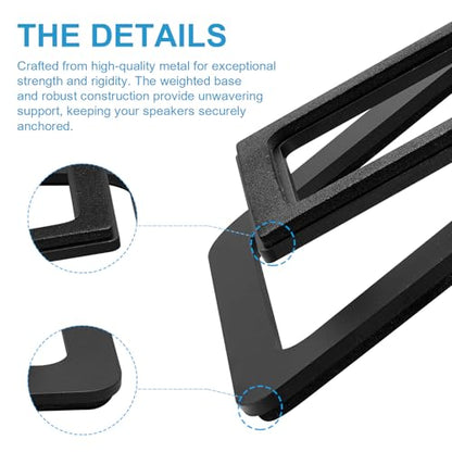 Sanyun SW601 15° Tilted Speaker Stands for 2-3 Inch Speakers (Pair, Black) | Aims Sound at Ear Level - Damping Foam Reduces Vibration - Steel Base - 4.4x5.3 in - Fits SW208 and 2-3 Inch Models - color: Black