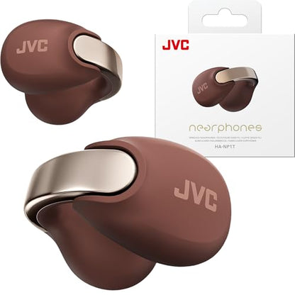 JVC Nearphones Open Ear True Wireless Headphones - Open Ear Earbuds - Bluetooth 5.3-24H Playback - IPX4 Water Resistant - Built-in Mic - Awareness & Comfort - Ear Clip Earbuds - HANP1T - color: Maroon