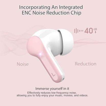 Wireless Earbuds, Bluetooth 5.4 Headphones HiFi Stereo, Bluetooth Earbuds | With ENC Noise Cancelling Mic, IP7 Waterproof in Ear Earphones, 48H, LED Display Ear Buds for Pad Phones Workout Sports, Pink - color: B-Pink