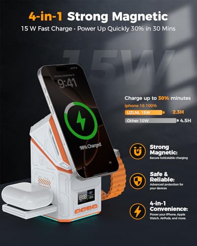 3-in-1 15W Magnetic Wireless Charger with Fan & Clock for iPhone18Pro