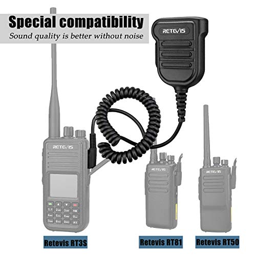 Retevis IP54 Waterproof Heavy Radio Microphone, 1 Pack | Police Walkie Talkie Shoulder Mic,for RT22/H777/RT21/RT68/RT86,Compatible with BAOFENG,Kenwood,BTECH,Rotatable Clip - style: Without AI Noise Reduction