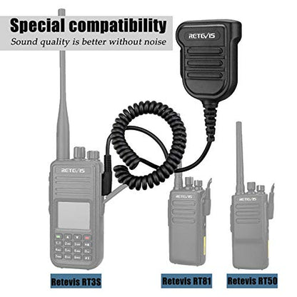 Retevis IP54 Waterproof Heavy Radio Microphone, 1 Pack | Police Walkie Talkie Shoulder Mic,for RT22/H777/RT21/RT68/RT86,Compatible with BAOFENG,Kenwood,BTECH,Rotatable Clip - style: Without AI Noise Reduction