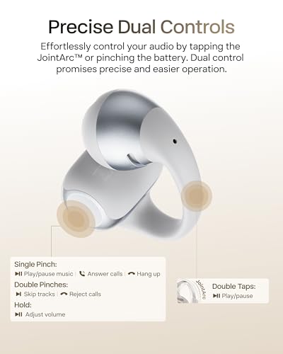 SHOKZ OpenDots 2 Open-Ear Clip-On Earbuds, Grey, Dolby Audio, 3 Mics | Enhanced Dolby Audio with deep bass, Bluetooth 6.1, 40h battery, IP57, 3 mics, wireless, for everyday use & sports - color: Grey