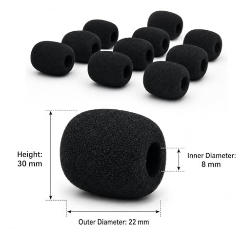 40 Pack Microphone Windscreen Foam Covers, Black Mic Foam Covers for Lavalier Microphones, Headset Mic Covers, Small Microphone Sponge Wind Covers for Noise Reduction and Dust Protection