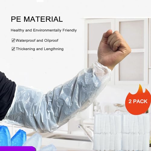 Disposable Oversleeves Covers, 200PCS Plastic Arm Sleeves Covers for Painting Repairing Cleaning Tattooing - White - color: White
