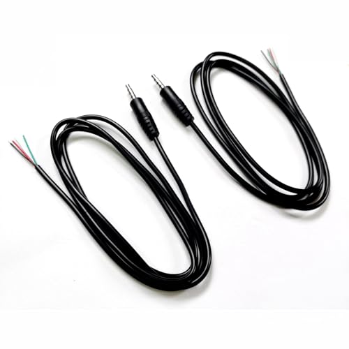 2-Pack 3.5mm 4 Pole Male Plug to Bare Wire Audio Cable Repair 96cm