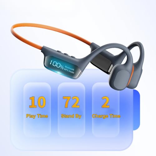 IHAO Swimming Headphones True Bone Conduction Open Ear Headset MP3 Player Built-in 32G Memory IP68 Underwater Waterproof Stereo Bluetooth Earphone for Driving Bicycling Running Skiing-Grey - color: Swim Headphone Grey