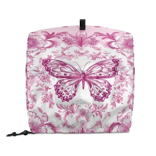 Stand Mixer Dust Cover, Stand Mixer Cover with Multi Pockets for Women Fashion Printed Coffee Maker Dust Cover Stand Mixer Protective Cover Pink Butterfly - color: Pink Butterfly, size: S