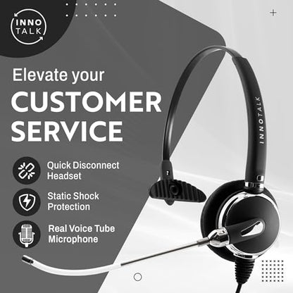 INNOTALK Cisco Phone Headset, Pro Voice Tube Mic Wired Headset with QD Sturdy 9 Ft. Cord Pigtail Adapter, Wired Headphones, Cost Effective Corded Headset - size: VoiceTube-Mono