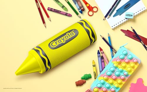 Crayola Kids Crayon Speakers Bluetooth, Portable Bluetooth Speakers | 20W Peak Power HD Sound, Mini Bluetooth Speaker Wireless with TWS Pairing BT 5.3, FM Radio Home/Party/Outdoor/Travel - color: Yellow