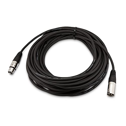 Amazon Basics XLR Microphone Cable for Speaker or PA System, Recording Studio, All Copper Conductors, 6MM PVC Jacket, 50 Foot, Black - size: 50 Feet, style: 1-Pack