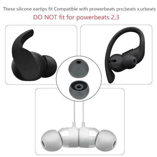 Replacement Earbud Tips Silicone Ear Tips Compatible with Powerbeats Pro Beats Wireless Earphone Headphones Rubber Tips Eartips, 4 Pairs Dark Gray - color: Dark Gray