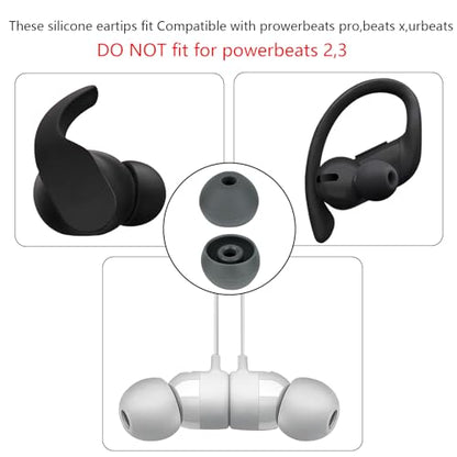 Replacement Earbud Tips Silicone Ear Tips Compatible with Powerbeats Pro Beats Wireless Earphone Headphones Rubber Tips Eartips, 4 Pairs Dark Gray - color: Dark Gray