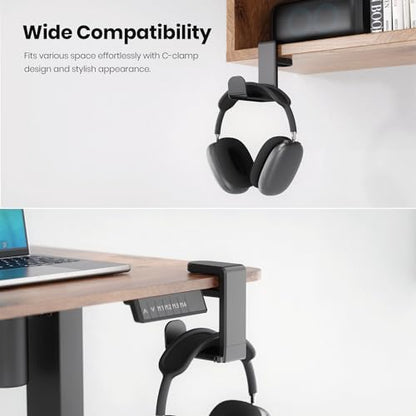 EURPMASK 3-in-1 Rotating Headphone Stand w/2 Detachable Controller Holders | Adjustable Clamp-on Headset Holder Hanger,Swivel,Gaming Headset Hanger,Cable Organizer,Father's Day Birthday Christmas Gift - color: Gaming Combo Black