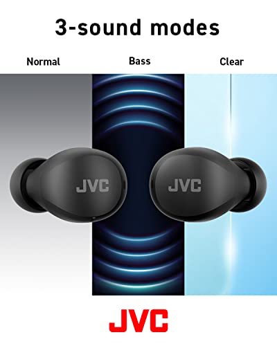 JVC Compact and Lightweight Gumy Mini True Wireless Earbuds Headphones, Long Battery Life (up to 23 Hours), Sound with Neodymium Magnet Driver, Water Resistance (IPX4) - HAA6TB (Black) (Pack of 4) - color: Black, size: Compact (Pack of 4)