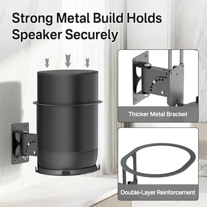 Adjustable Speaker Wall Mount for Sonos Move and Sonos Move 2, Wall Mounted Bracket, Adjustable Tilt and Swivel, Space Saving Speaker Holder, Black - color: Black, size: 1 Pack
