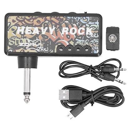 Portable Electric Guitar Bass Headphone Amplifier, Mini Guitar Amp with Audio Cable, USB Charging, Guitar Accessories for Silent Practice