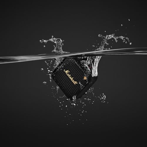 Marshall Willen II Portable Bluetooth Speaker - Rugged Waterproof/Dust-Proof Design | Loud Stereo Sound, Deep Bass | Compact and Wireless for Travel and Outdoors - Black and Brass - color: Black