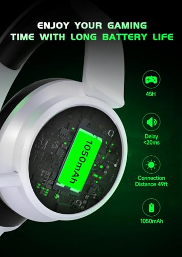Wireless Gaming Headset for Xbox Series X|S, Xbox One, PS5, PS4-Blackwhite | Rotatable Earmuffs, 3D Surround Sound, Noise Canceling Microphones for Xbox Series X|S, Xbox One, Sega Gear, Mac - color: Blackwhite