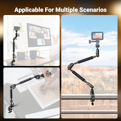 NEEWER 22" Magic Arm w Desk C Clamp, Overhead Camera Mount with Articulating Mic Boom Arm 1/4" 3/8" Threads for ARRI, Desktop Stand Holder for Phone Microphone Webcam Action Camera Video Light, UA057 - style: UA057