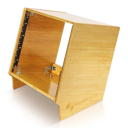 Sound Town DIY 10U Angled Desktop Turret Studio Rack, Solid Carbonized Bamboo, Assembly Required (STBR-10SL) - size: 10U, Angled