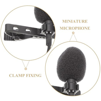 Garneck 2pcs Lavalier Microphone Clip with 3.5mm Jack for Laptop and Tablet, High Sensitivity Mini Phone Microphone with Long Cable for Lecture Recording and Rap Recording Equipment