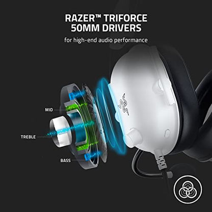 Razer BlackShark V2 X Gaming Headset for PC, 3.5mm Audio Jack, White - color: White, size: 3.5 mm (Pack of 1), style: PC