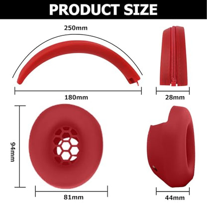 Studio Pro Silicone 2-in-1 Sweat Case Cover Set with Anti-Scratch Ear Pad Covers & Zipper Headband Cover – Compatible with Beats Studio Pro Wireless Headphones（Red） - color: Red 2-in-1