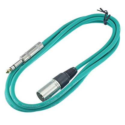 1/4" TRS to XLR Male Pro Audio Patch Cable Balanced and Shielded (6 ft Long, Green) - color: Green, size: 6 ft long
