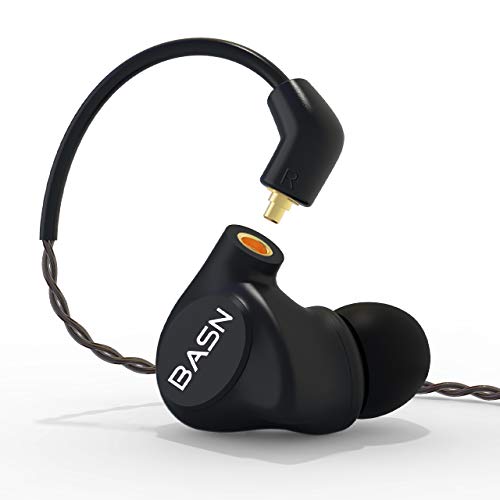 BASN Metalen 4 Drivers in-Ear Monitor Headphones, Wired Earbuds, Matt Black | 2BA+2DD Musicians Noise Isolating IEMs with Deep Bass, Two Detachable MMCX Cables with Case for Singers,Drummers,Bassists - color: Matte Black