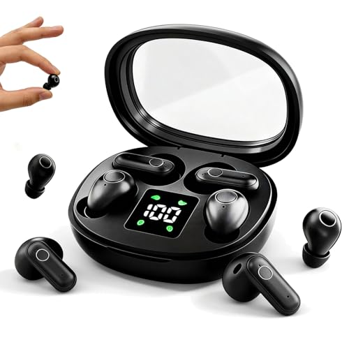 Xmenha Mini Invisible Small Earbuds Set Sleep Ear Buds Wireless Bluetooth for Small Ears Canals Side Sleepers Tiny Micro Low Profile Smallest Hidden Discreet Earbuds 2 Pack Headphones for Work - color: Black
