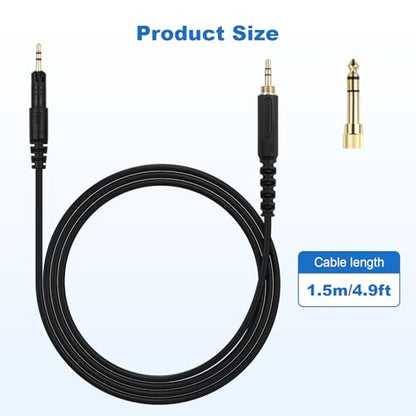Replacement ATH-M50x Audio Cable Compatible with Audio Technica ATH-M50x, ATH-M40x, ATH-M60x, ATH-M70x Headphones Aux Cord with 6.35mm Adapter (4.9FT) - size: 4.9FT