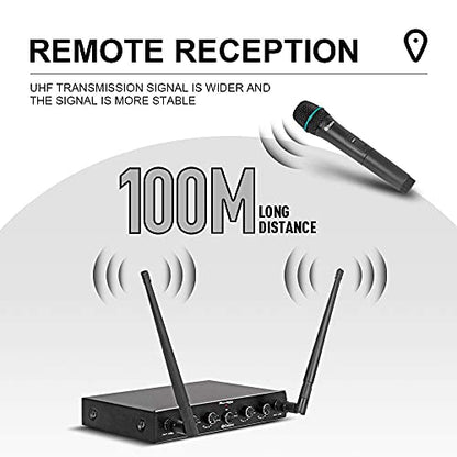 D Debra Audio AU400 Pro UHF 4 Channel Wireless Microphone System - color: with 4 Handheld (A)