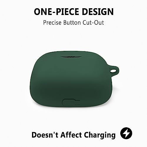 Geiomoo Silicone Case for JBL Tune Buds, Protective Cover with Carabiner (Emerald Green) - color: Emerald Green