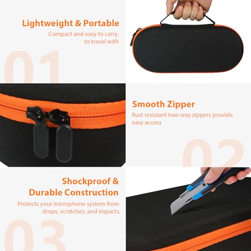 Wireless Microphone Case Compatible with JBL Wireless 2 Microphone System, Handheld Dual Mic Carrying Case, Travel Bag for Receiver, Batteries and Adapter, Karaoke - Orange (Box Only) - color: Orange
