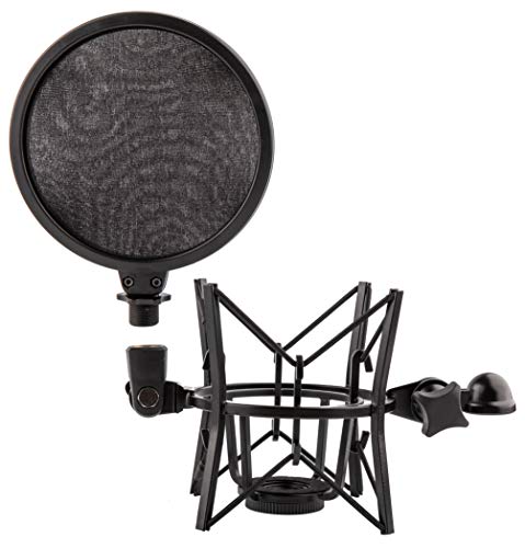 Microphone Shock Mount with Integrated Pop Shield for Rode Mics like K2, NT1-A,NT1000, NT2-A, NT2000, NTK, Podcaster and Procaster (20mm Internal Thread).