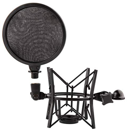 Microphone Shock Mount with Integrated Pop Shield for Rode Mics like K2, NT1-A,NT1000, NT2-A, NT2000, NTK, Podcaster and Procaster (20mm Internal Thread).