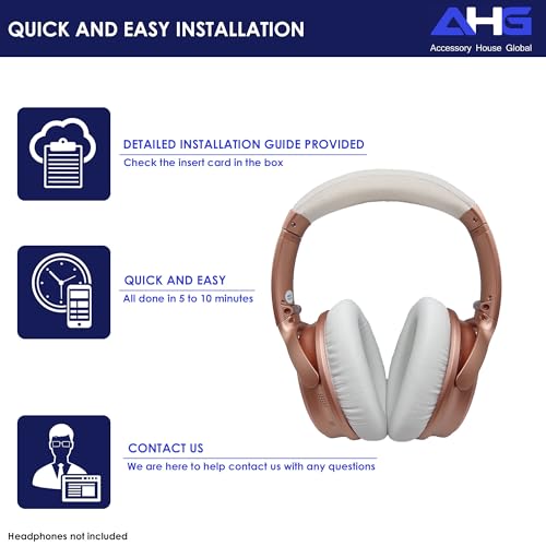AHG Accessory House Global qc Replacement Ear Pads Cushions Compatible with Bose QuietComfort 35 II / QC35, QCSE, QCSC and QC45 Wireless Headphones (White) - Premium Material | Extra Thick | Durable - color: White