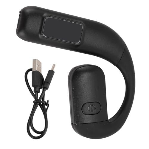 GOWENIC Bluetooth 5.5 Headset, Wireless Single Ear Earpiece with Noise Cancelling, Rotatable Microphone, Battery Display for Outdoor Sports Calls (Black) - color: Black