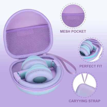 Kids Headphone Case for Candy Bila/Acer Gradient Purple(Case Only) | for iClever BTH12 HS19 BTH20 BT22 BTH26/JoySpark/MIDOLA/ADOOPE/Voopwink /EarFun/JLab/eKids Spiderman/IMYB Kids Headphones - color: Gradient Purple