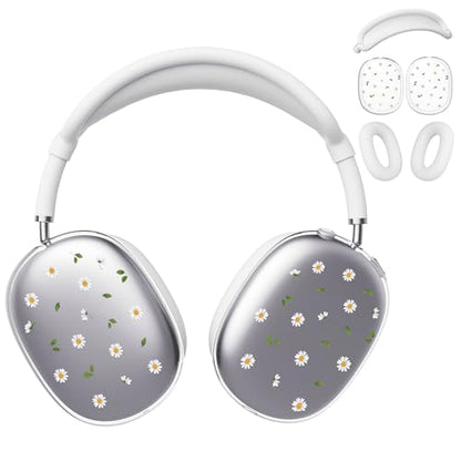 for AirPods Max Headphones Daisy Ear Covers for AirPods Max 2 | Cute Flower Clear Ear Cups Cover | White Silicone Ear Pad Case Headband Cover for Apple AirPods Max 2/1 (2026/2024/2020) - color: Daisy B/White