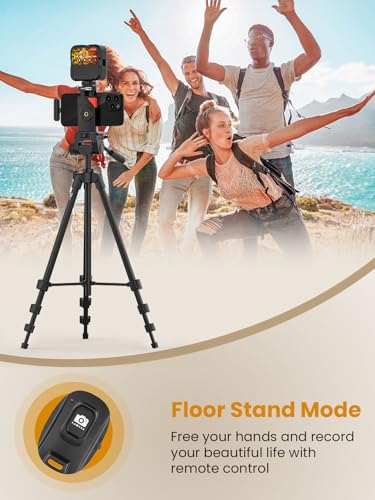 Vlogging Kit w/Light Wireless Mic,59" Full-Size Tripod Vlog K5 | Content Creator Essentials for iPhone & Android,w/ 1TX+1RX Lavalier Mic,Automatic Switch Phone Clamp,Camera Mount Tripod - size: VLOGK5(Wireless Mic)