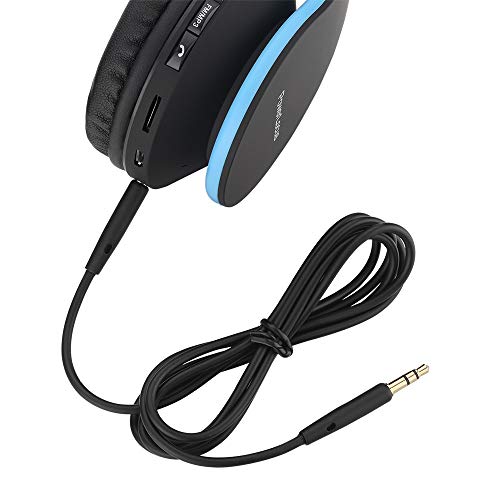 PowerLocus Wireless Bluetooth Over-Ear Stereo Foldable Headphones, Wired Headsets with Built-in Microphone for iPhone, Samsung, LG, iPad (Black/Blue) - color: Black/Blue