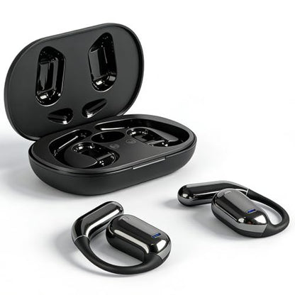 HAUSBELL Open Ear Wireless Earbuds Bone Conduction Headphones 80H Sports | IPX5 waterproof, digital display, 6.1Bluetooth. Ergonomic earhook for cycling, running & gym. Comfort for glasses wearers