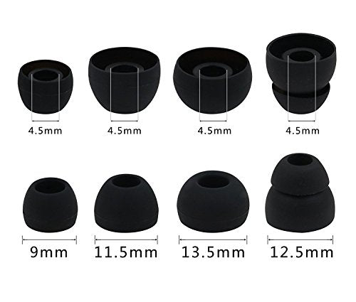 Ear Tips for Powerbeats 2 3 Wireless Earphone, SML 3 Sizes 6 Pair Ear Tips & 2 Pair Double Flange Silicone Replacement Earbud Tips, Fit for Powerbeats 3 Wireless PB2 [8 Pair](Black/White)